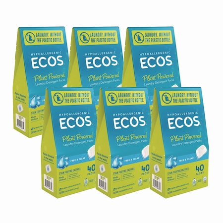 Ecos Pro Laundry Detergent Packs, Free and Clear, 240PK 963706CT